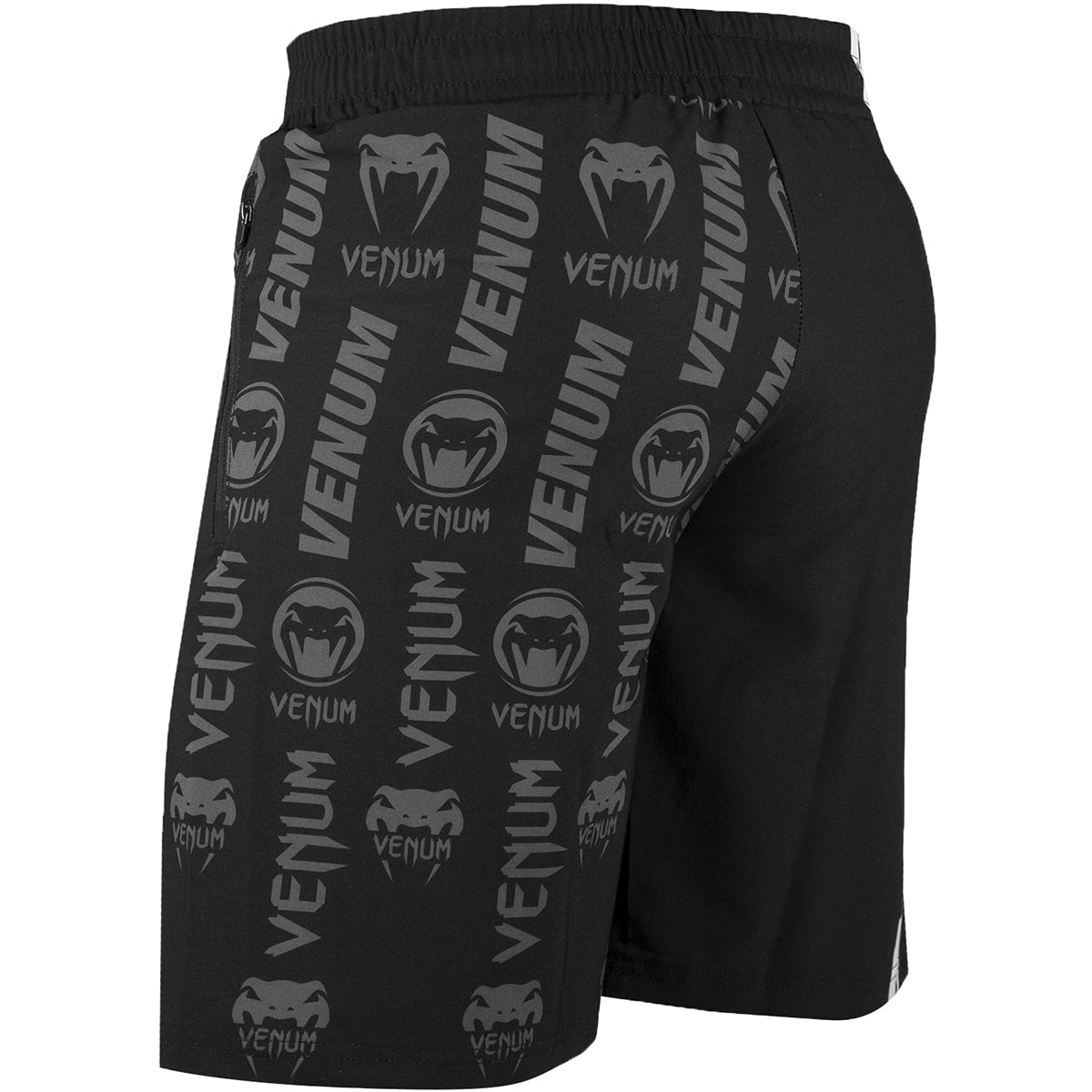 Venum Logos Drawstring Waist Fitness Shorts - Black/White - Forza Sports