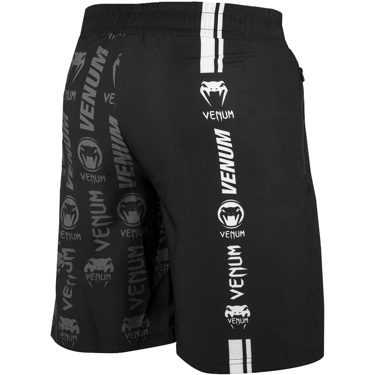 Venum Logos Drawstring Waist Fitness Shorts - Black/White - Forza Sports