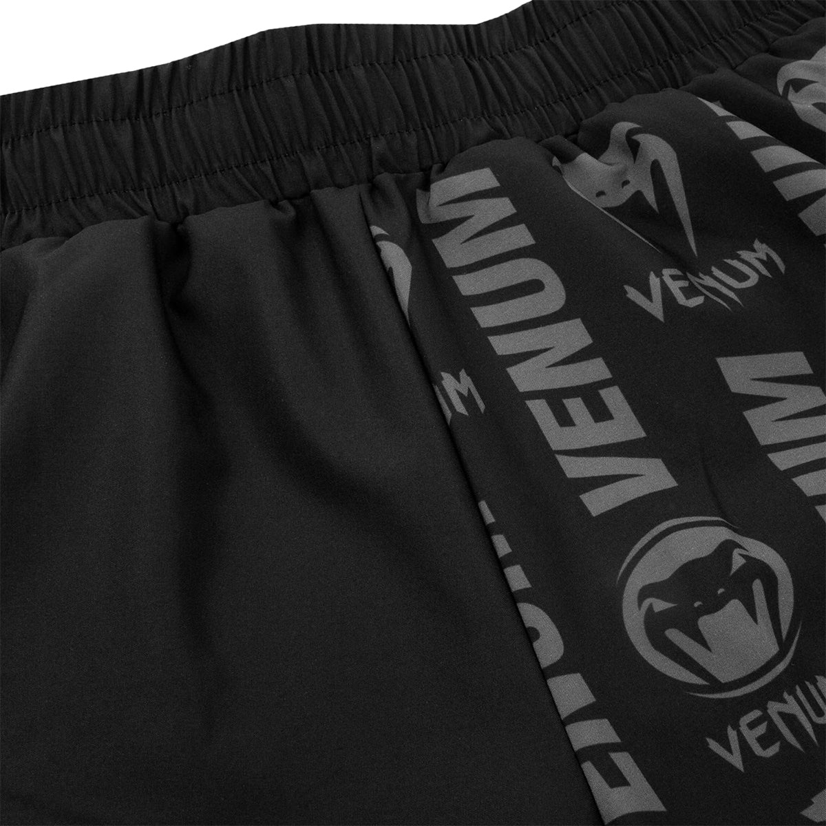 Venum Logos Drawstring Waist Fitness Shorts - Black/White - Forza Sports