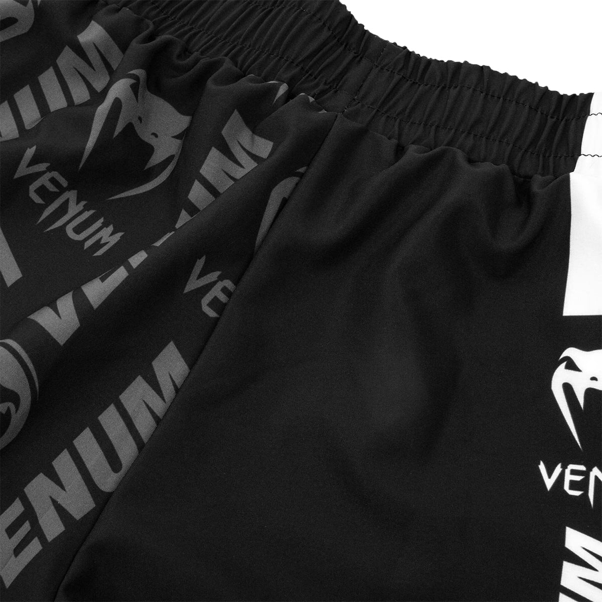 Venum Logos Drawstring Waist Fitness Shorts - Black/White - Forza Sports