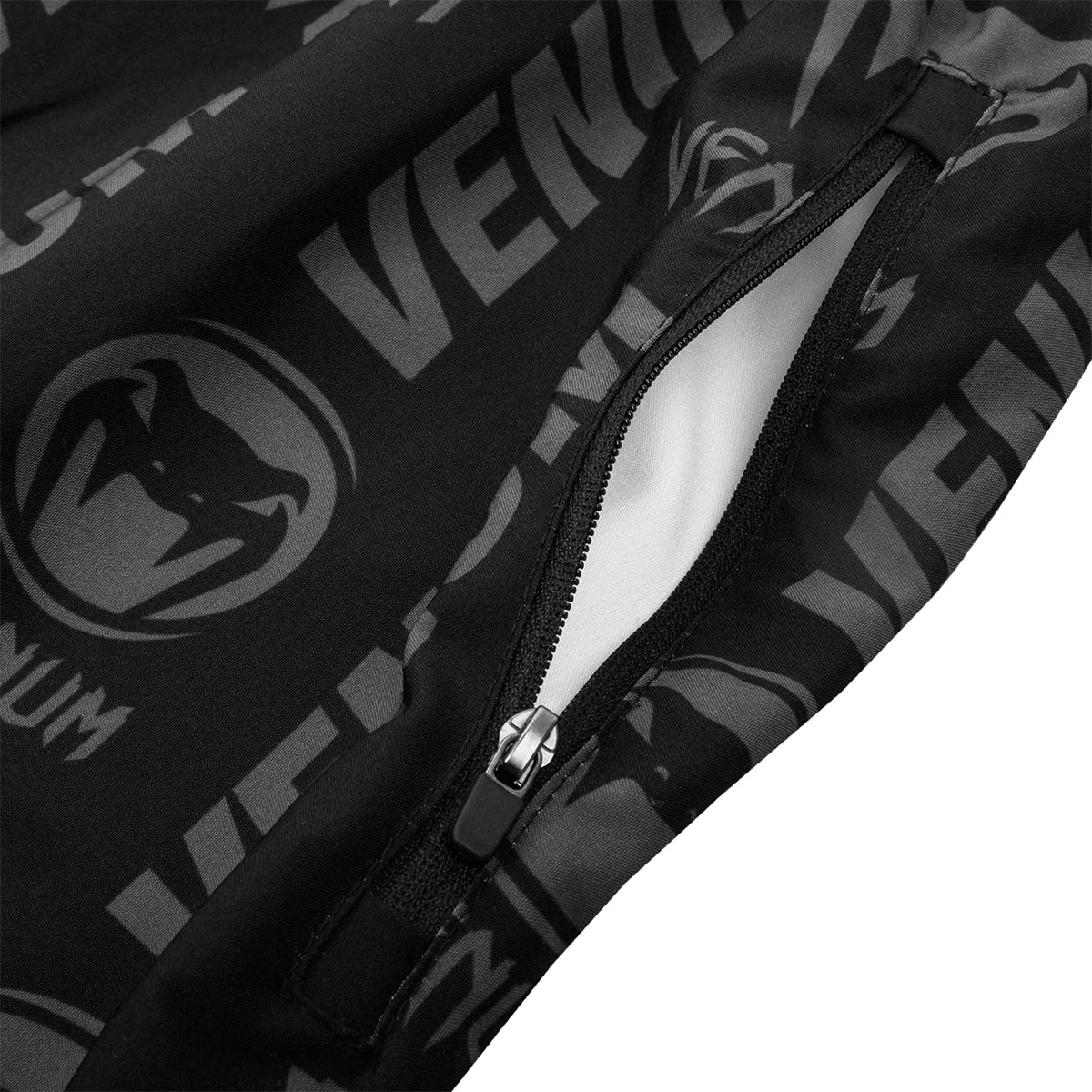 Venum Logos Drawstring Waist Fitness Shorts - Black/White - Forza Sports