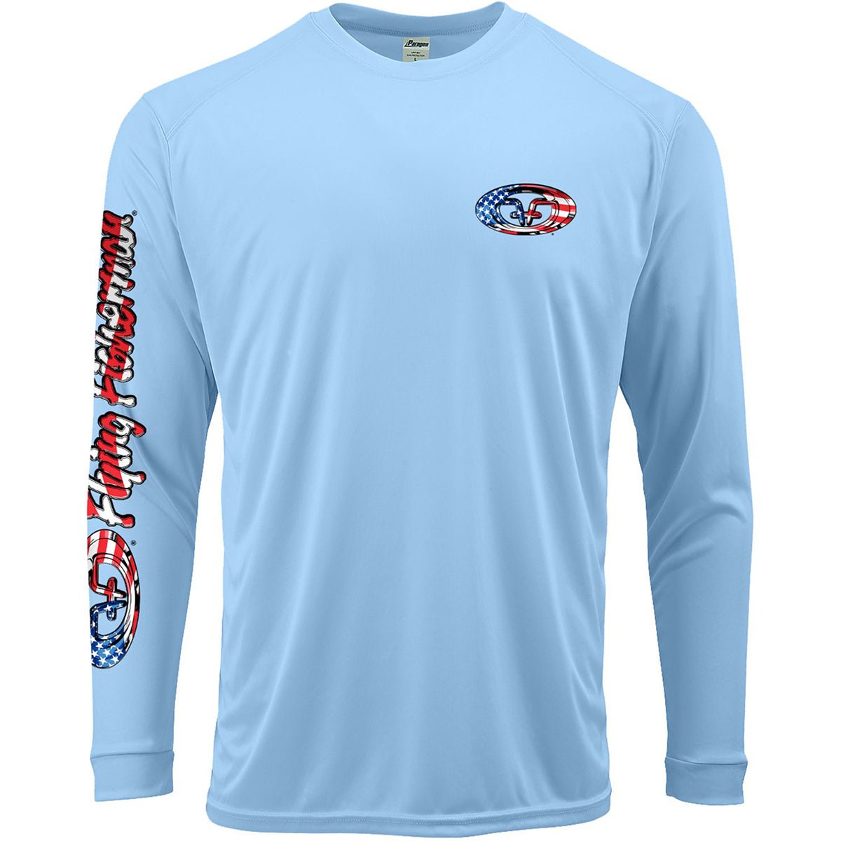 Flying Fisherman Stars & Stripes Performance Long Sleeve T-Shirt - Blue Mist - Forza Sports