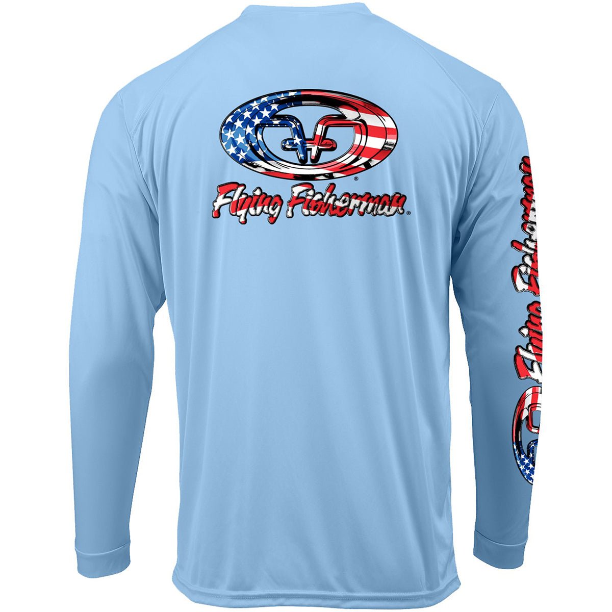 Flying Fisherman Stars & Stripes Performance Long Sleeve T-Shirt - Blue Mist - Forza Sports