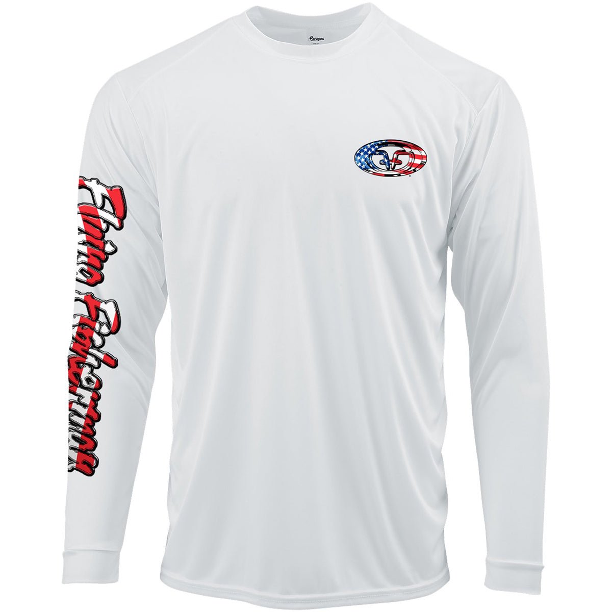 Flying Fisherman Stars & Stripes Performance Long Sleeve T-Shirt - White - Forza Sports