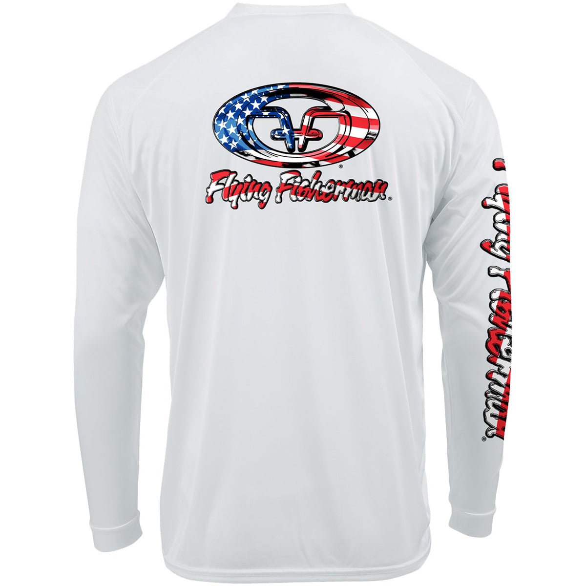 Flying Fisherman Stars & Stripes Performance Long Sleeve T-Shirt - White - Forza Sports