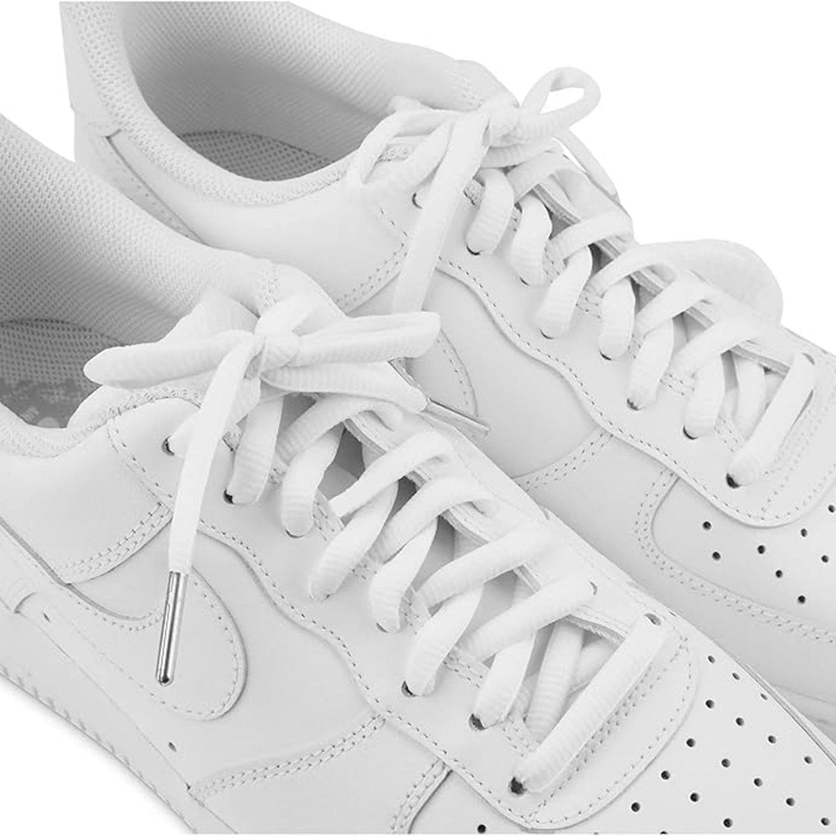 ForceField Lifestyle Thick Oval Shoe Lace, White with Silver Aglet, 45" - Forza Sports