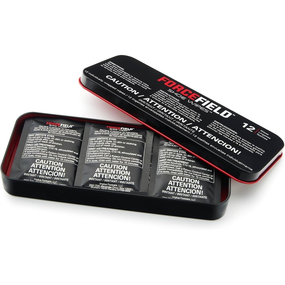 ForceField On - The - Go Dual - Sided Sneaker Wipes in Storage Tin, 12 Pack - Forza Sports