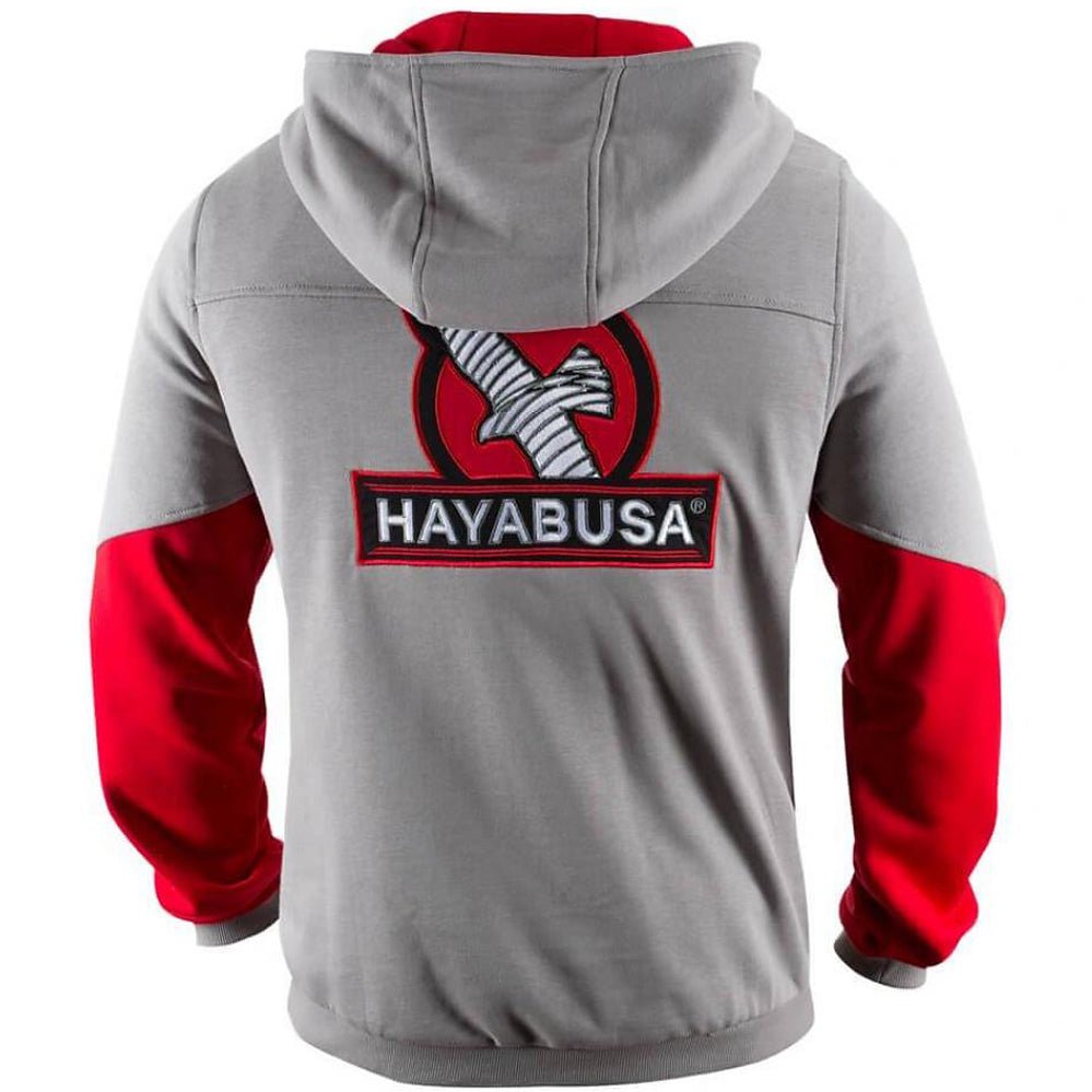 Hayabusa Wingback Classic Fit Zip - Up Hoodie - Small - Gray/Red - Forza Sports