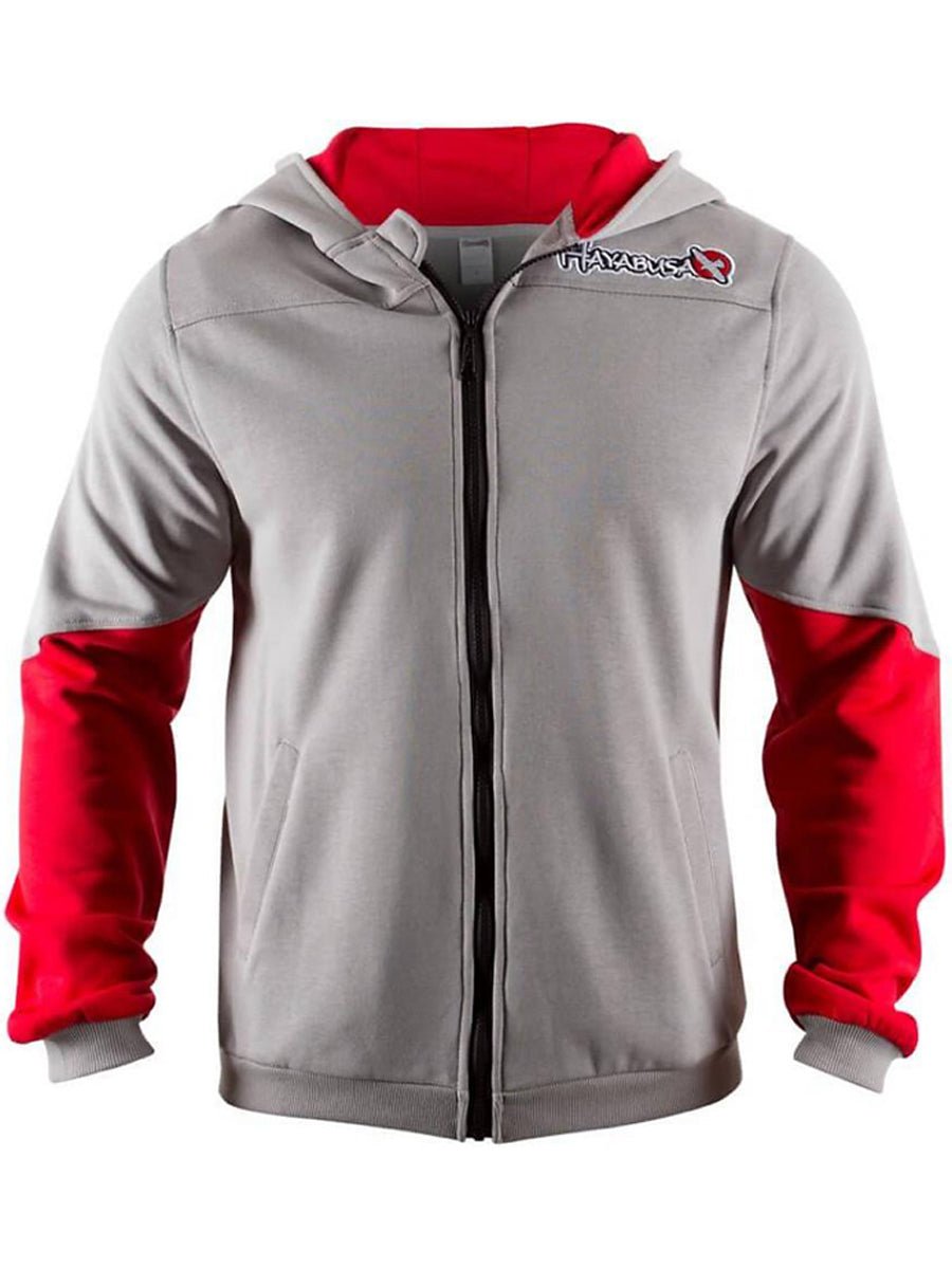 Hayabusa Wingback Classic Fit Zip - Up Hoodie - Small - Gray/Red - Forza Sports