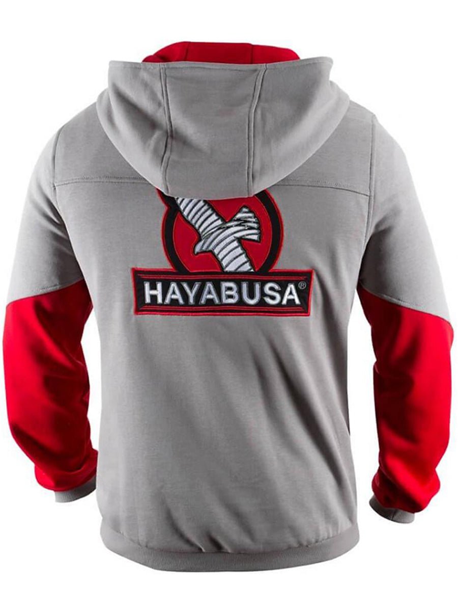 Hayabusa Wingback Classic Fit Zip - Up Hoodie - Small - Gray/Red - Forza Sports