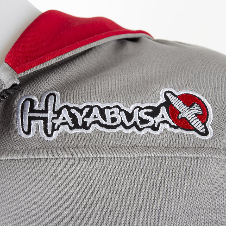 Hayabusa Wingback Classic Fit Zip - Up Hoodie - Small - Gray/Red - Forza Sports