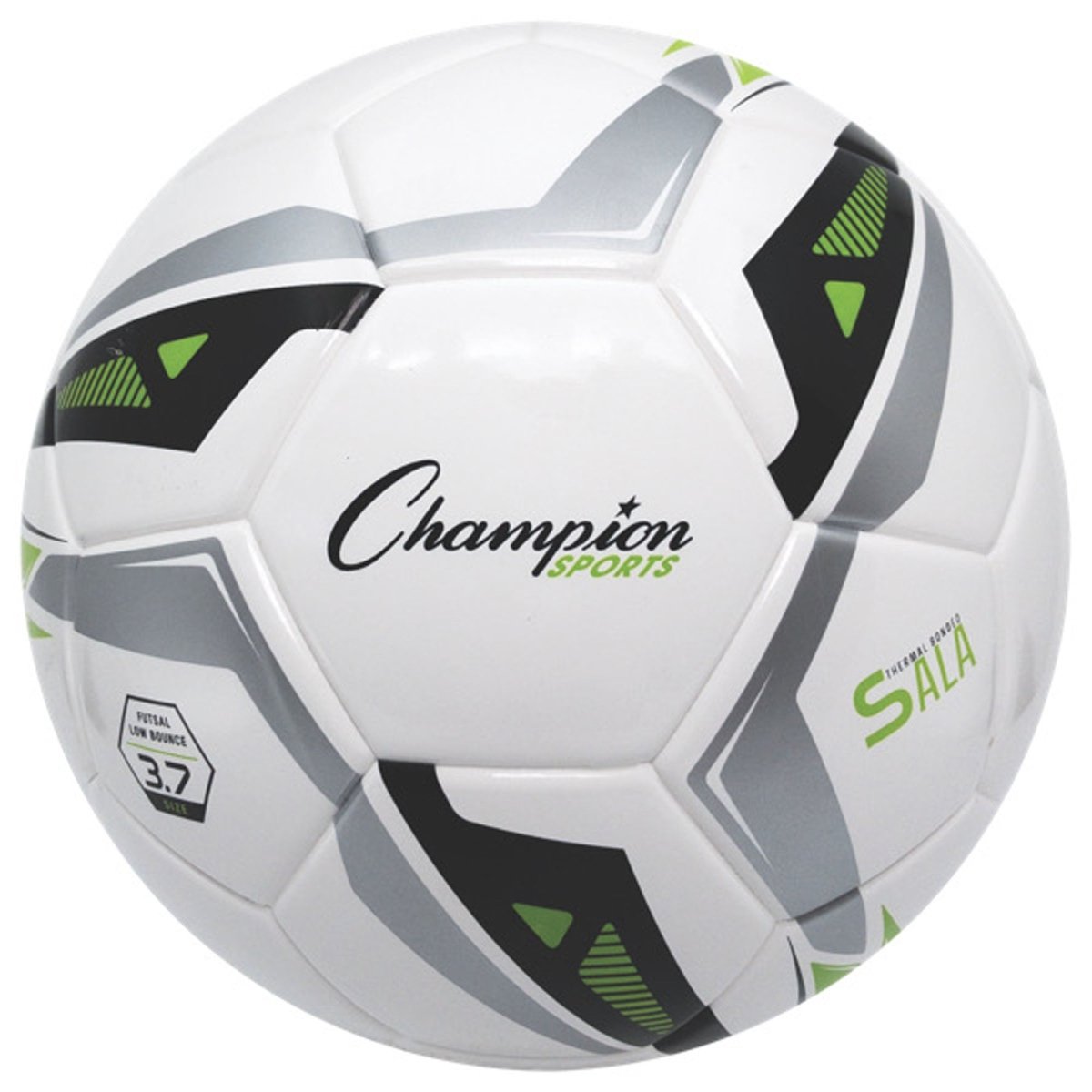 Champion Sports Futsal Ball - Size 3 Youth - White/Green/Black/Gray - Forza Sports