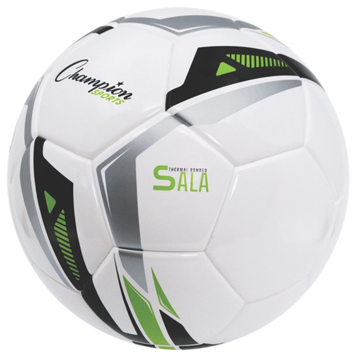 Champion Sports Futsal Ball - Size 3 Youth - White/Green/Black/Gray - Forza Sports