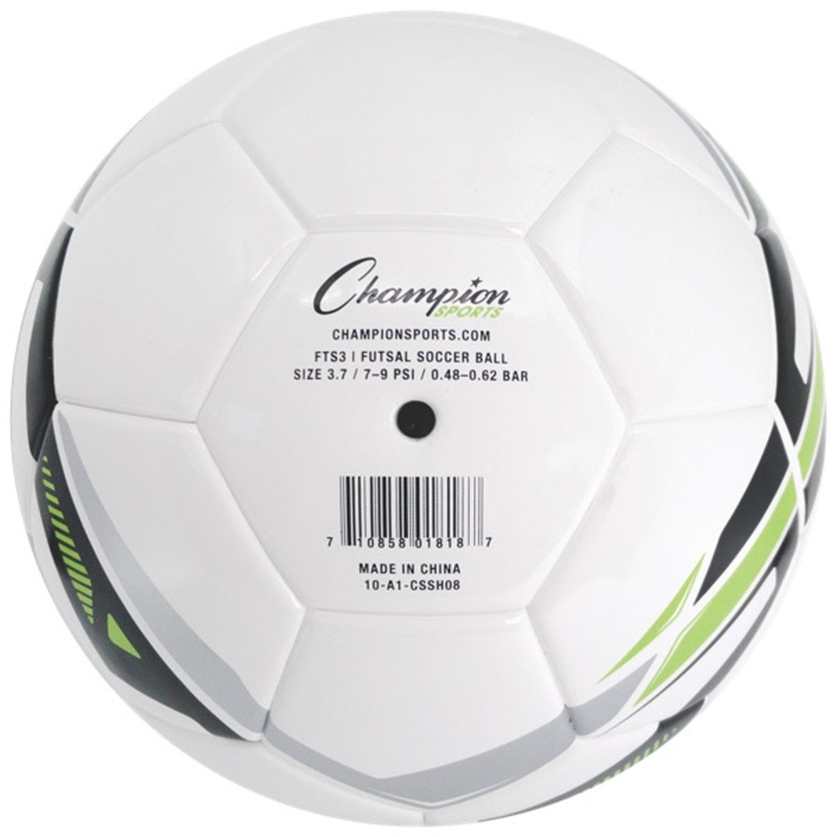 Champion Sports Futsal Ball - Size 3 Youth - White/Green/Black/Gray - Forza Sports