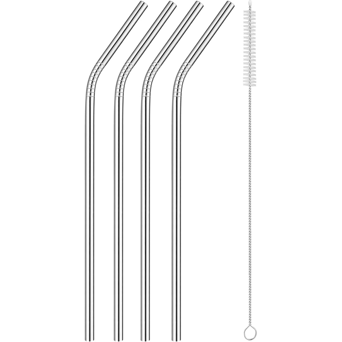 Forza Sports Reusable Stainless Steel Straws 4 - Pack with Cleaning Brush - Forza Sports