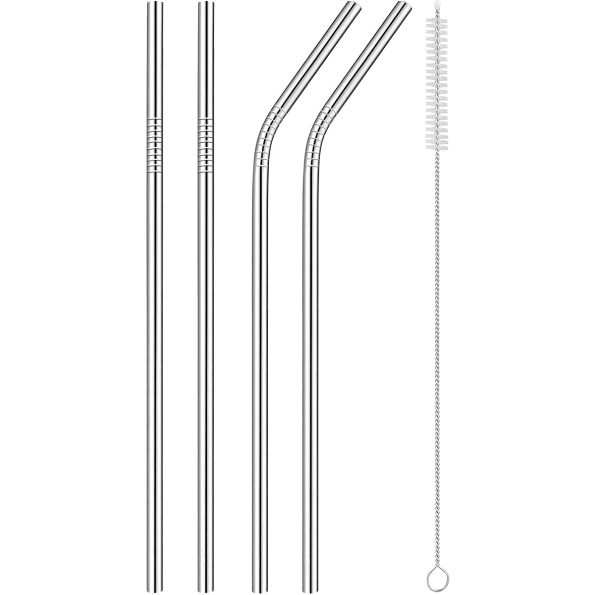 Forza Sports Reusable Stainless Steel Straws 4 - Pack with Cleaning Brush - Forza Sports