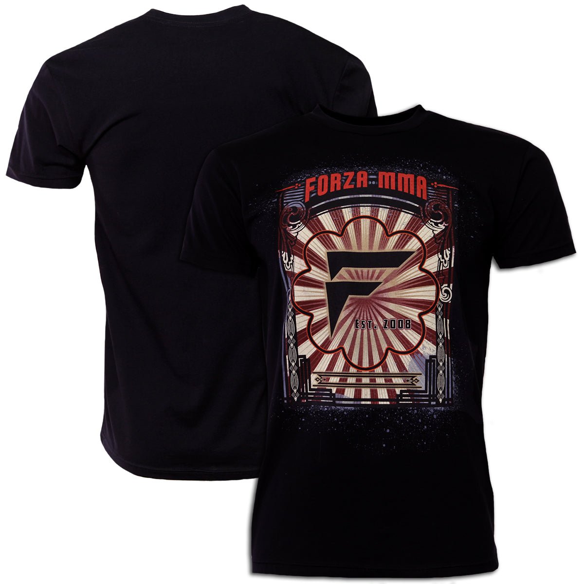 Black t-shirt with 'Awakening' graphic design on a white background