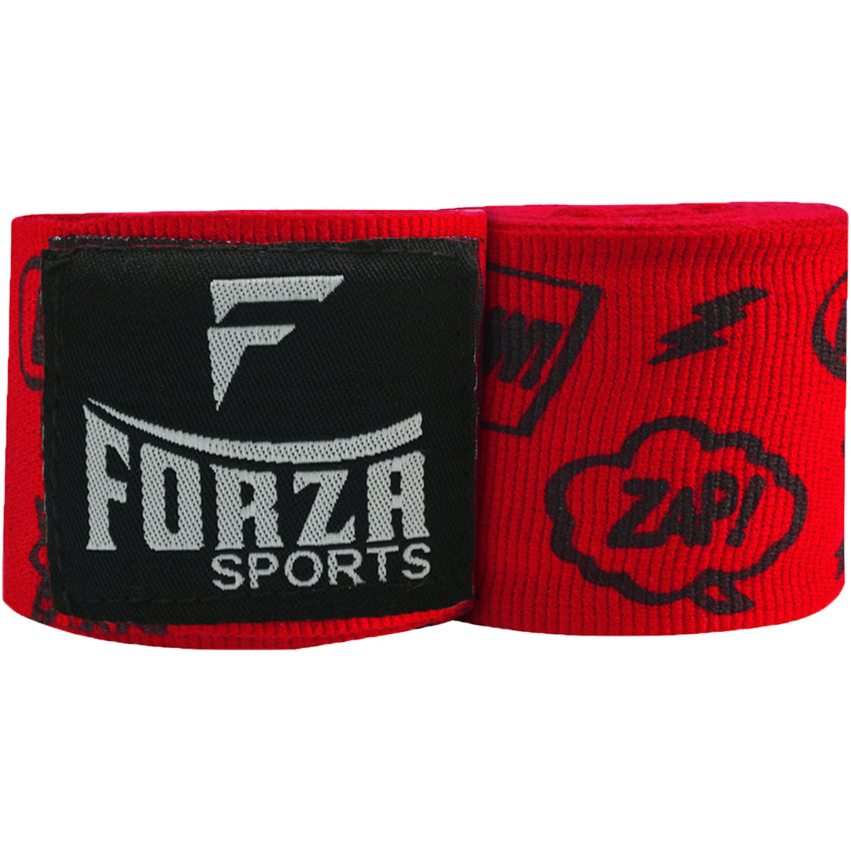 Red boxing hand wraps with Forza Sports logo on a white background