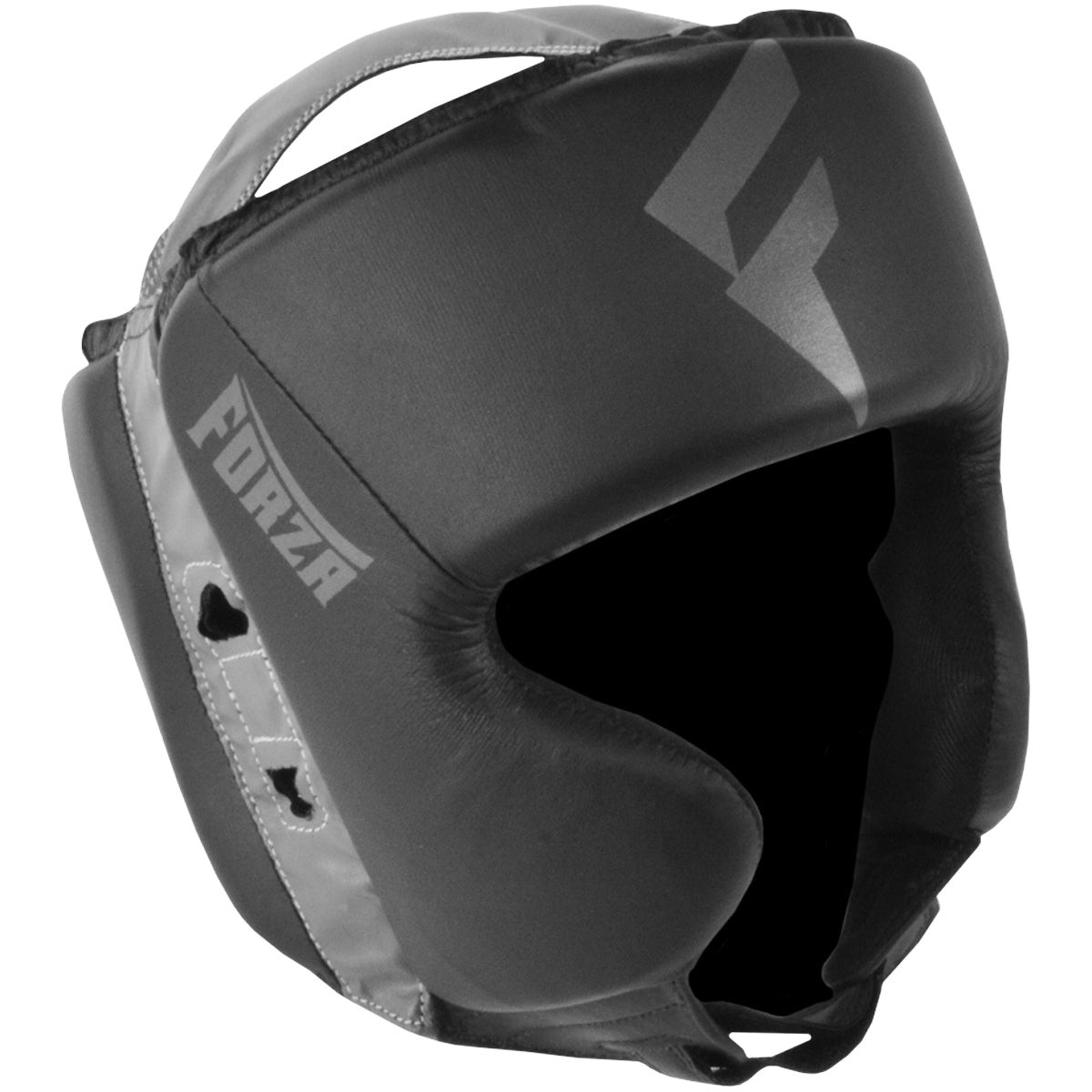 Forza Sports Vinyl Full Face leather headgear for boxing and mma - Black/Gray - Forza Sports