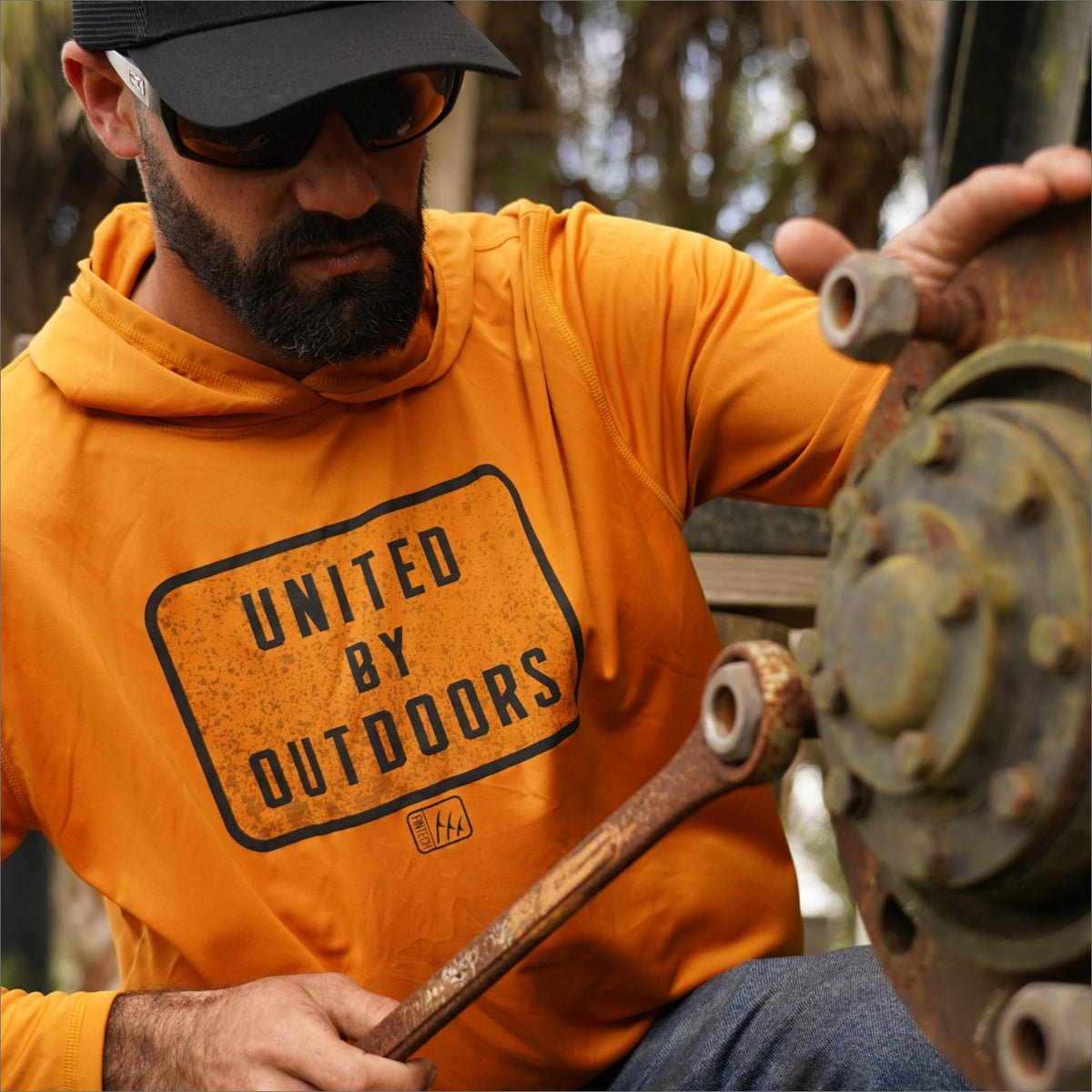 Fintech United By Outdoors UV Pullover Hoodie - Inca Gold - Forza Sports