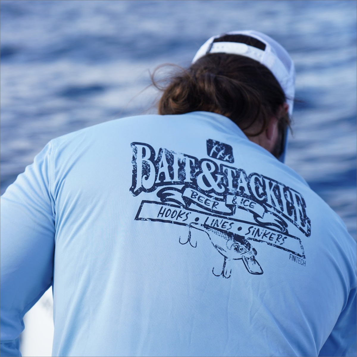 Fintech Baitshop Sun Defender UV Long Sleeve T-Shirt - Powder Blue - Forza Sports