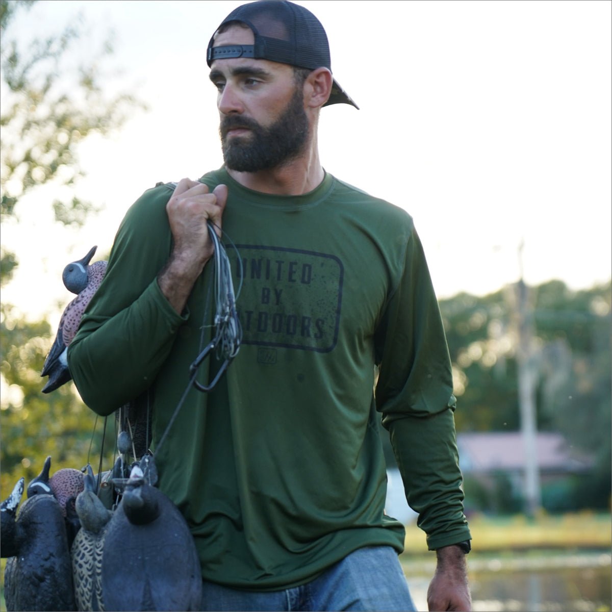 Fintech United By Outdoors Sun Defender UV Long Sleeve T-Shirt - Rifle Green - Forza Sports