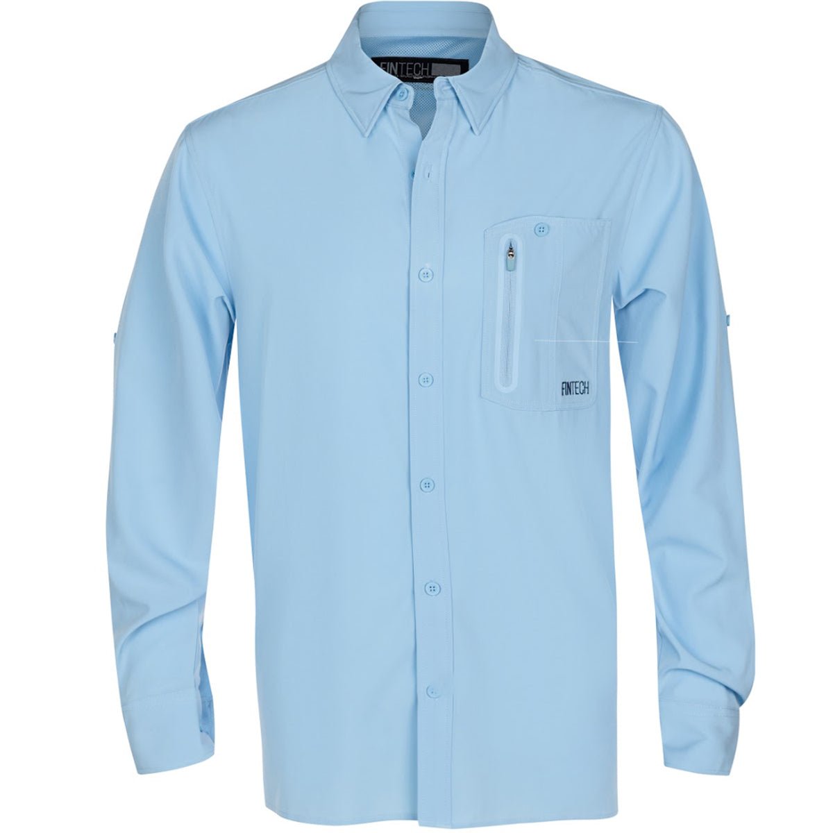 Fintech Deep Sea Woven Long Sleeve Shirt - Powder Blue - Forza Sports