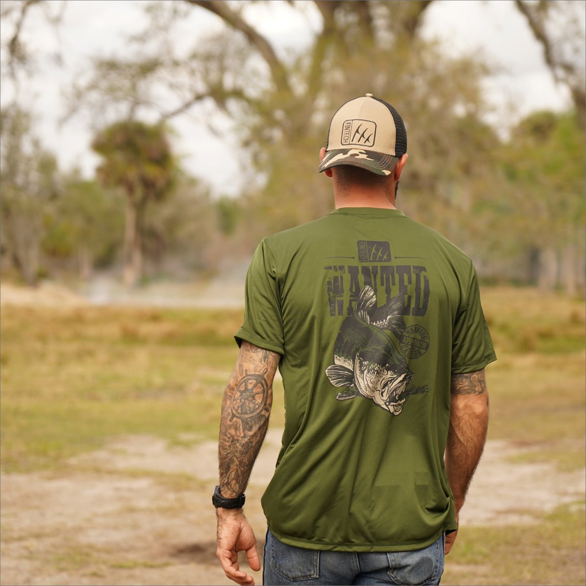 Fintech Wanted Bass Sun Defender UV T-Shirt - Rifle Green - Forza Sports