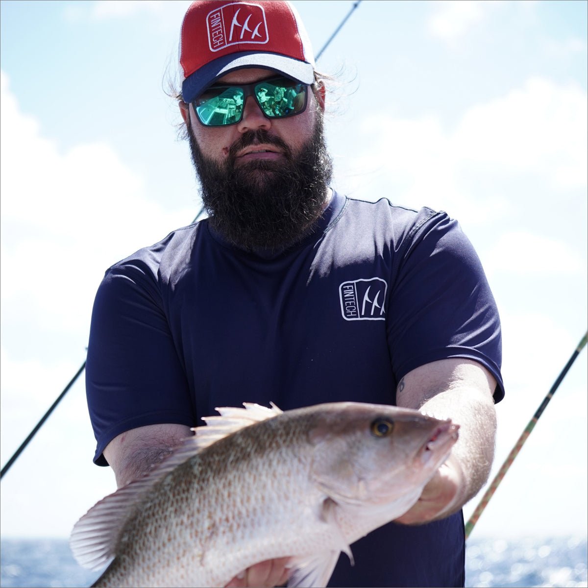 Fintech Fish To Live To Fish Sun Defender UV T-Shirt - Dress Blues - Forza Sports