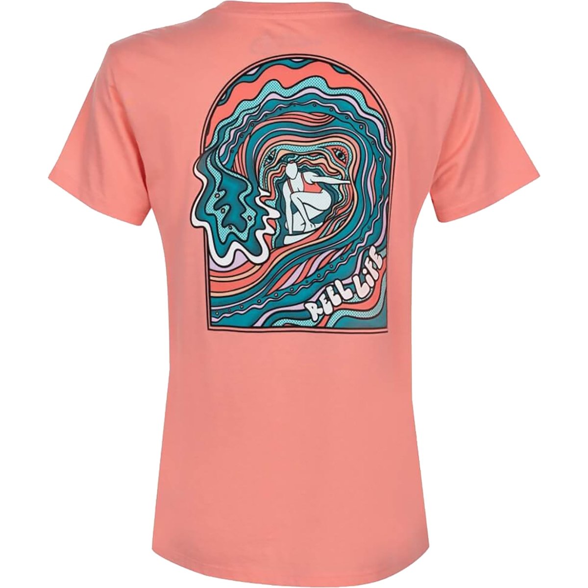 Reel Life Women's Mallow Trippy Surfer T-Shirt - Salmon Rose - Forza Sports