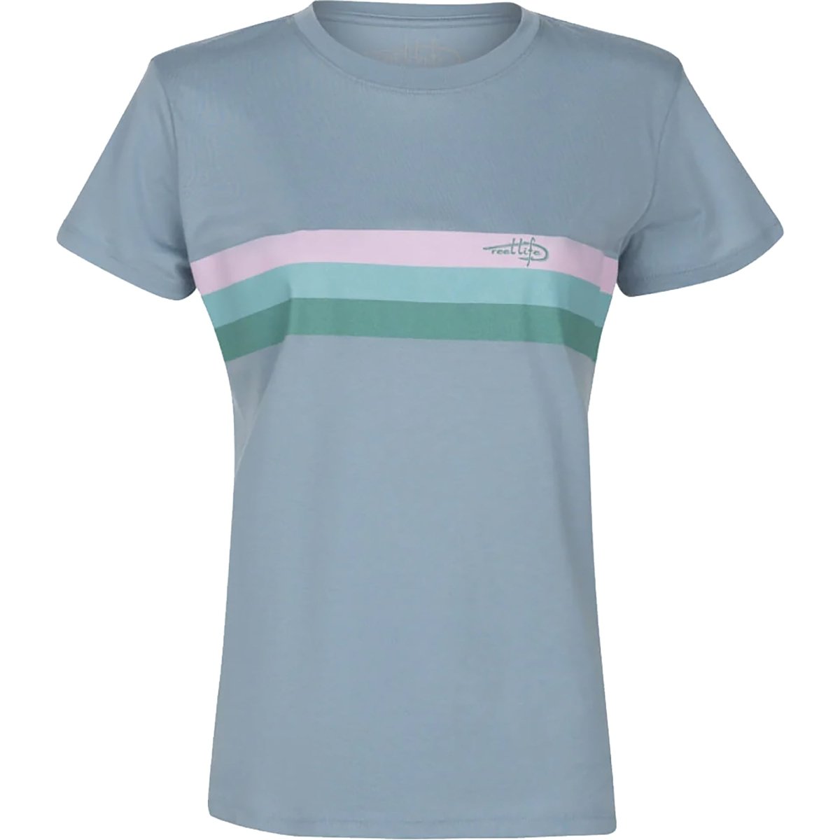 Reel Life Women's Mallow Surfer Stripe T-Shirt - Dusty Blue - Forza Sports