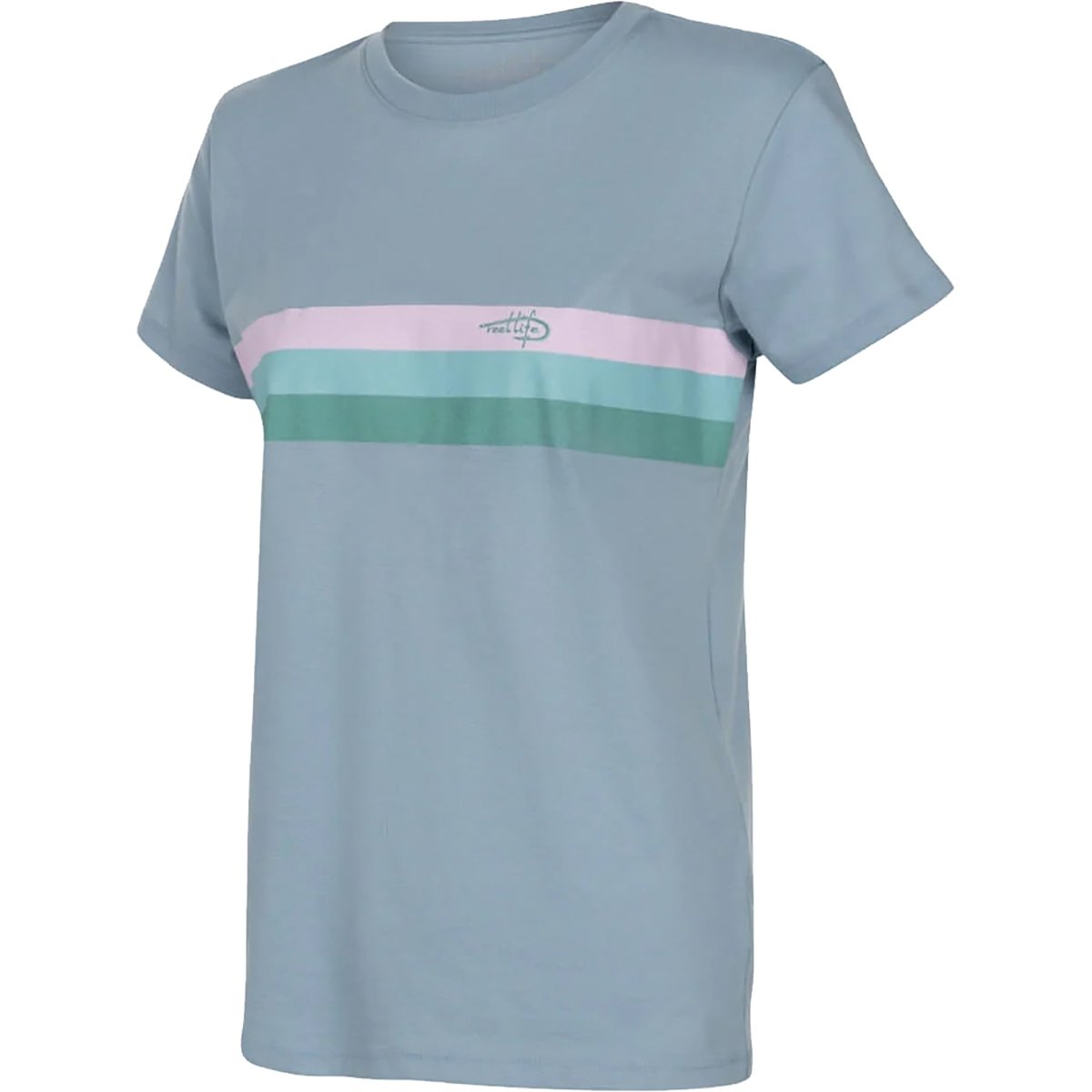Reel Life Women's Mallow Surfer Stripe T-Shirt - Dusty Blue - Forza Sports