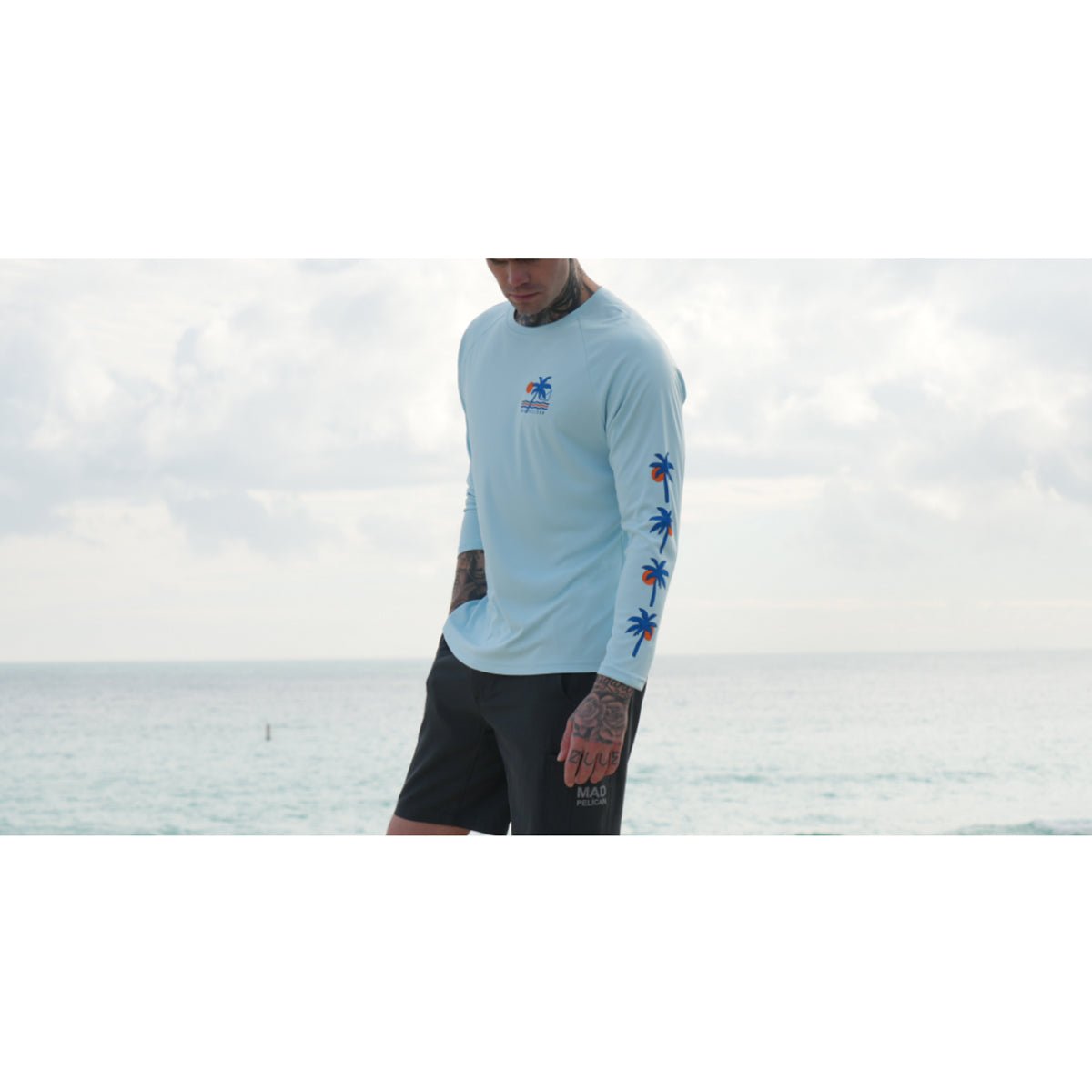 Mad Pelican Beach Life Sun Kicker Raglan UV Long Sleeve T-Shirt - Crystal Blue - Forza Sports