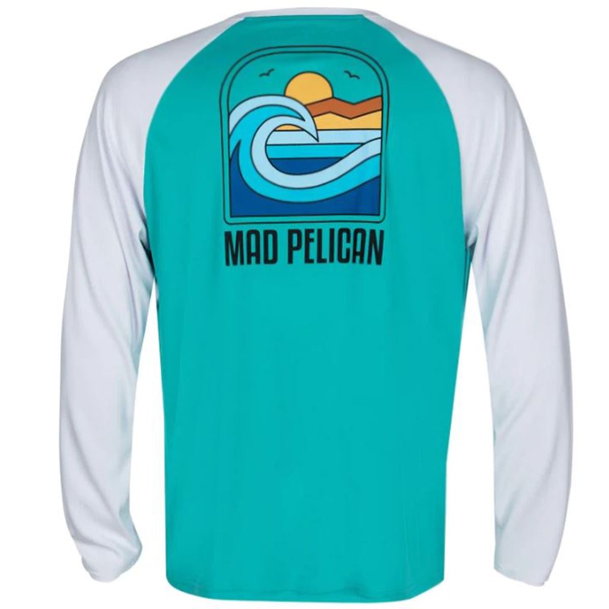 Mad Pelican Block Wave Sun Kicker Raglan UV Long Sleeve T-Shirt - Bright Aqua - Forza Sports