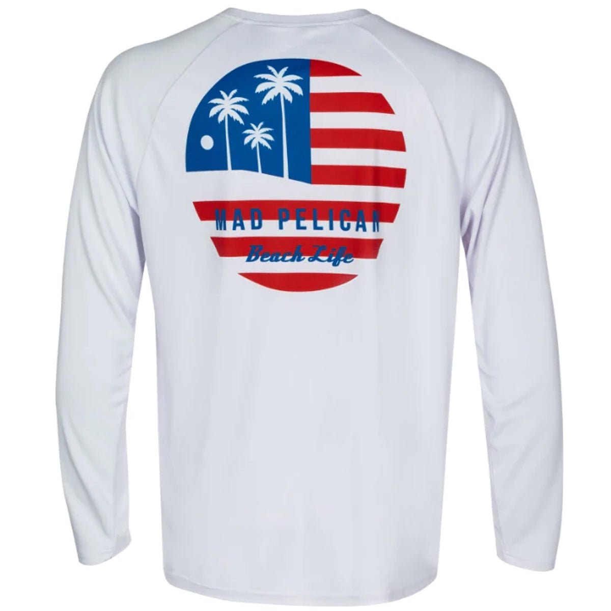 Mad Pelican Circle Palm Flag Sun Kicker Raglan UV Long Sleeve T-Shirt - White - Forza Sports
