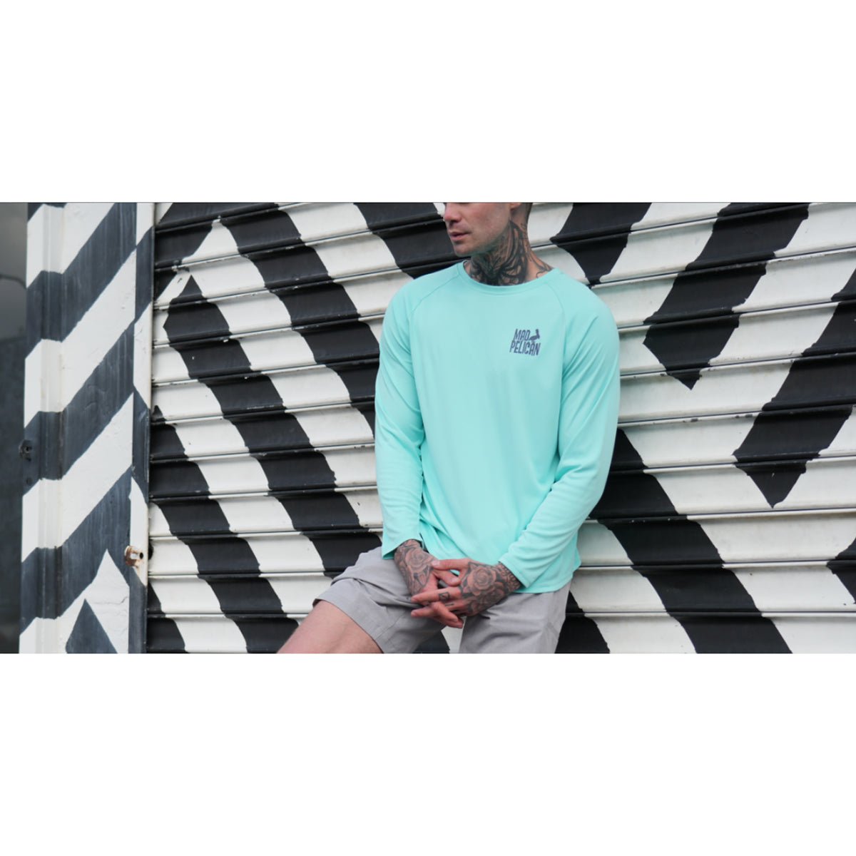 Mad Pelican Drunken Squidy Sun Kicker Raglan UV Long Sleeve T-Shirt - Aruba Blue - Forza Sports