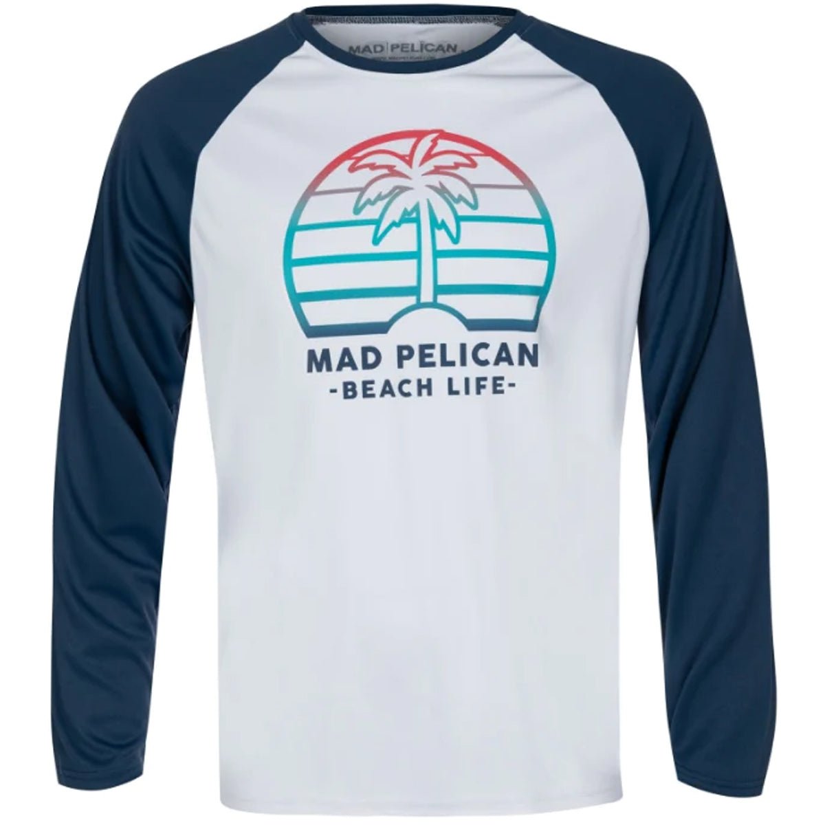 Mad Pelican Ombre Palm Shade Sun Kicker Raglan UV Long Sleeve T-Shirt - White - Forza Sports