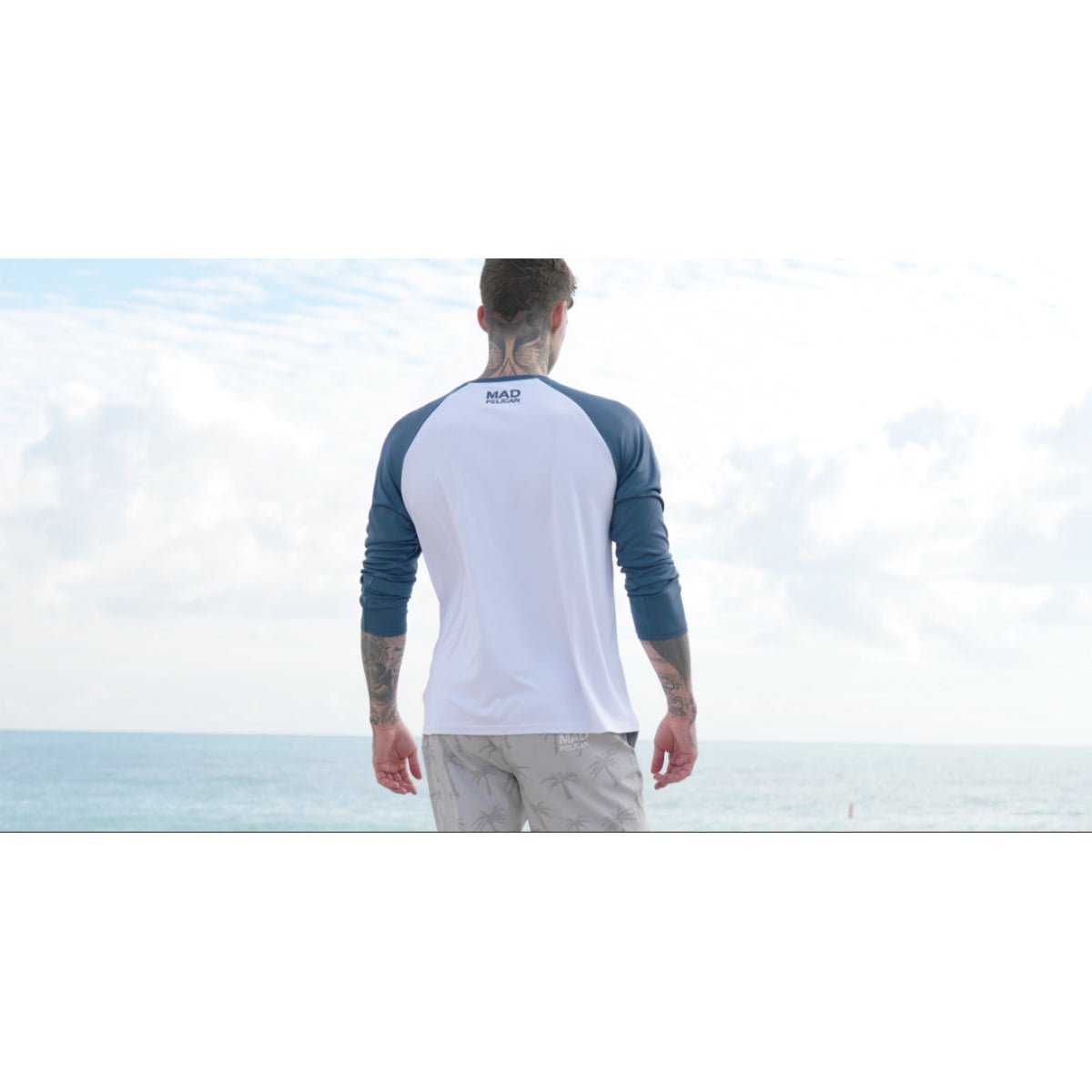 Mad Pelican Ombre Palm Shade Sun Kicker Raglan UV Long Sleeve T-Shirt - White - Forza Sports