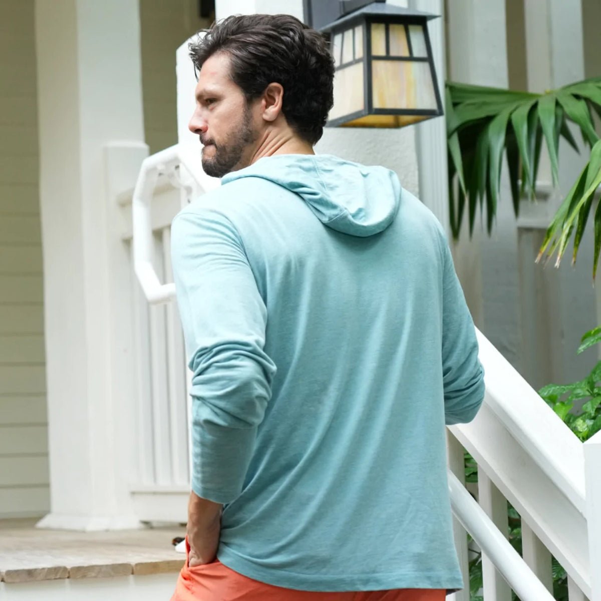 Reel Life Ocean Washed Circle Palm Pullover Hoodie - Adriatic Blue - Forza Sports