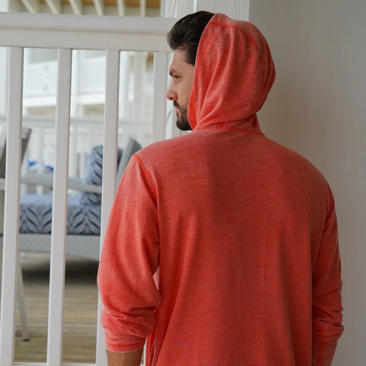 Reel Life Circle Palm Ocean Washed Captiva Pullover Hoodie - Spicy Orange - Forza Sports