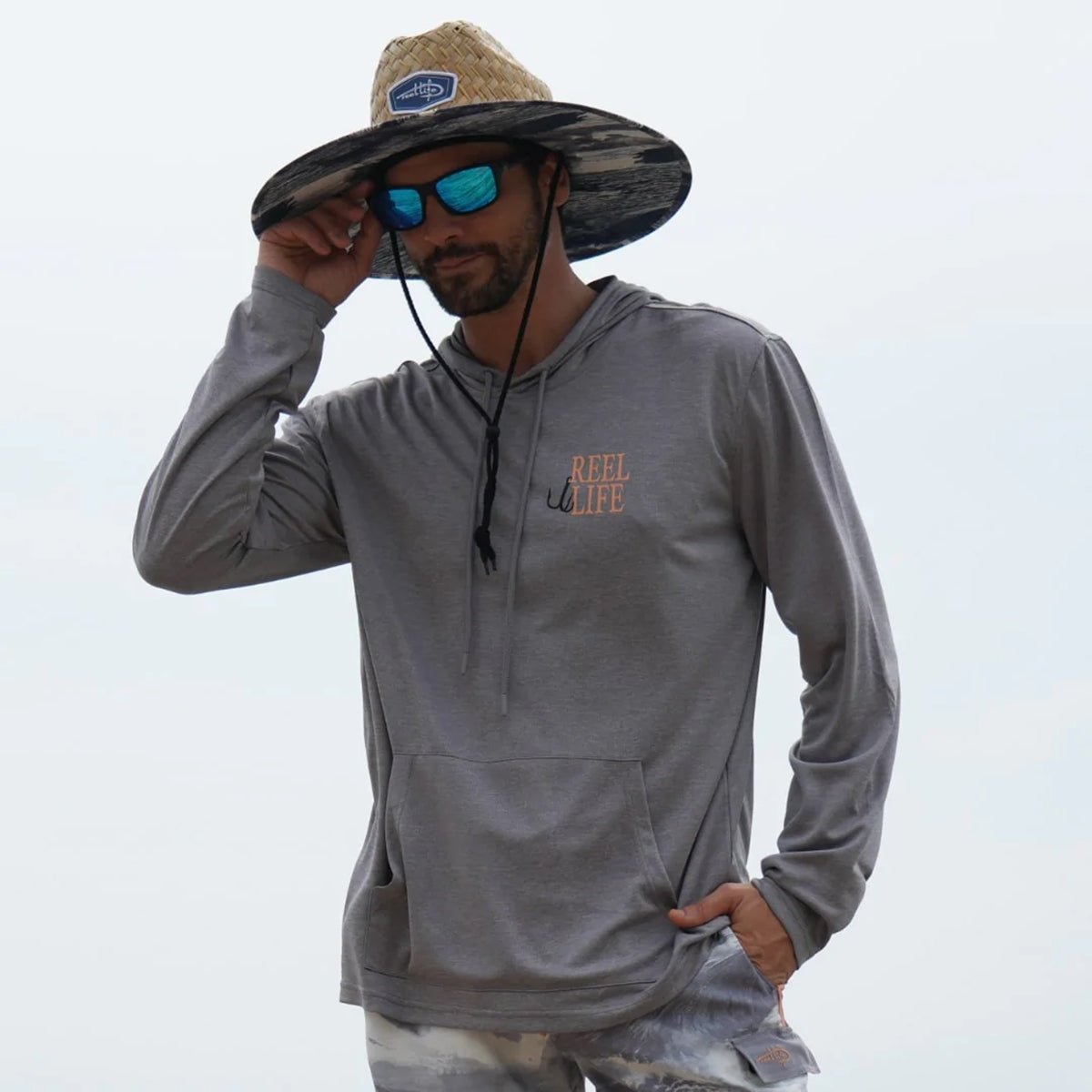 Reel Life Destin Heathered Pullover Hoodie - Silver Filigree - Forza Sports