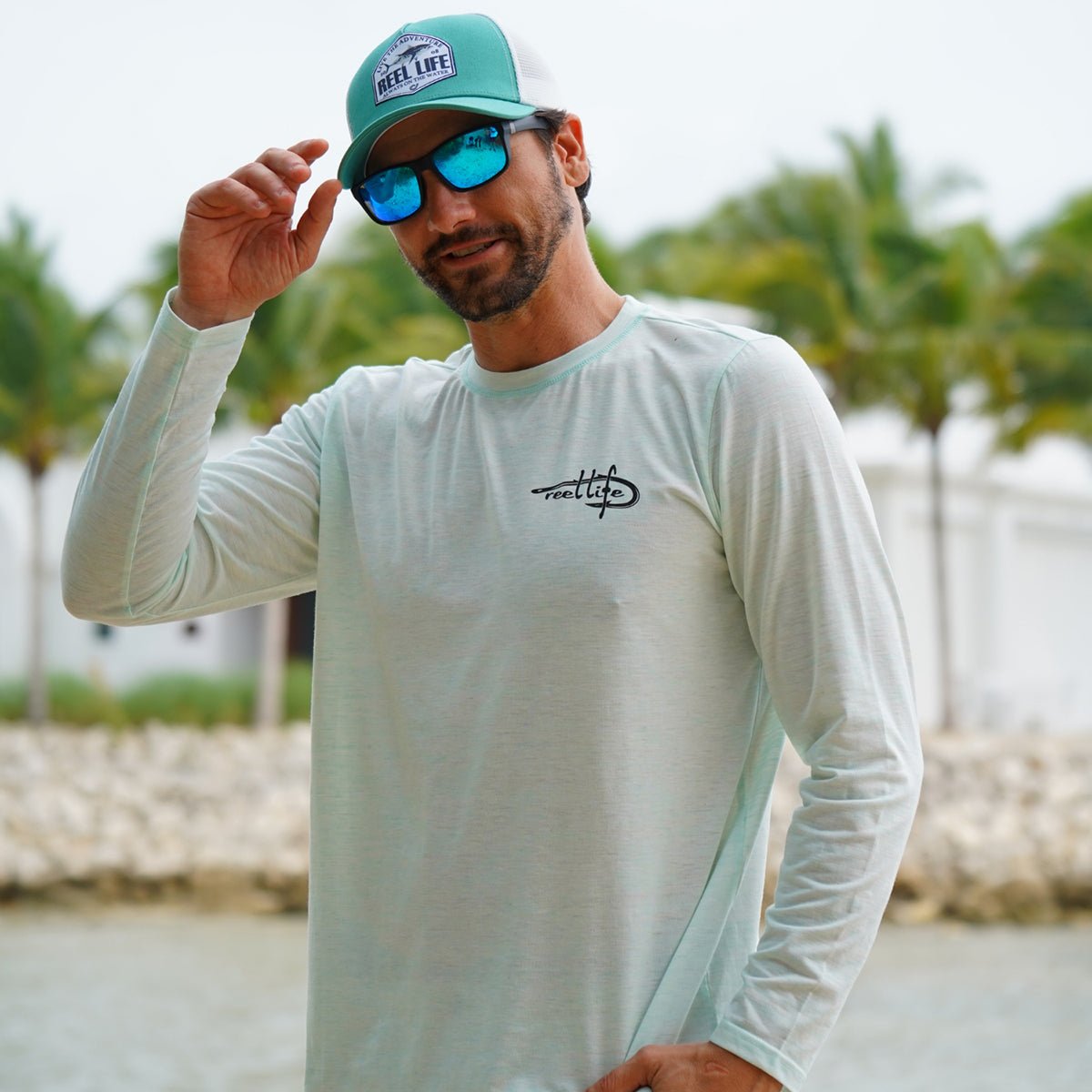 Reel Life Coastal Performance Reel Flats Fishing Long Sleeve T-Shirt - Misty Jade - Forza Sports