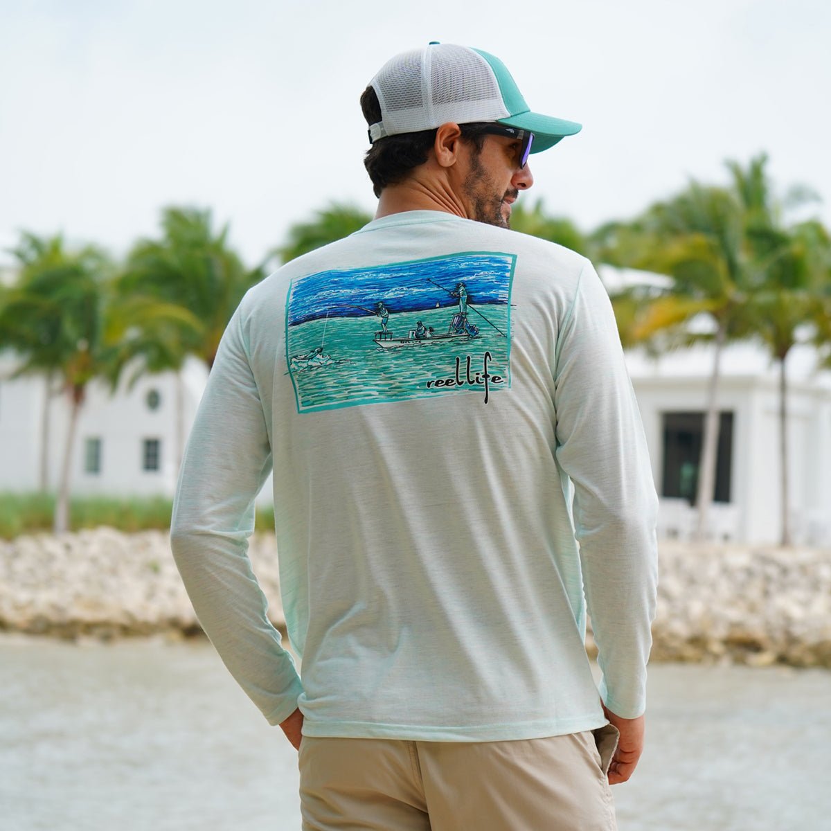 Reel Life Coastal Performance Reel Flats Fishing Long Sleeve T-Shirt - Misty Jade - Forza Sports