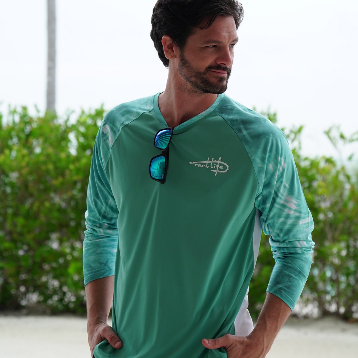 Reel Life Rumrunner Raglan Barrel Tie Dye UV Long Sleeve T-Shirt - Agate Green - Forza Sports