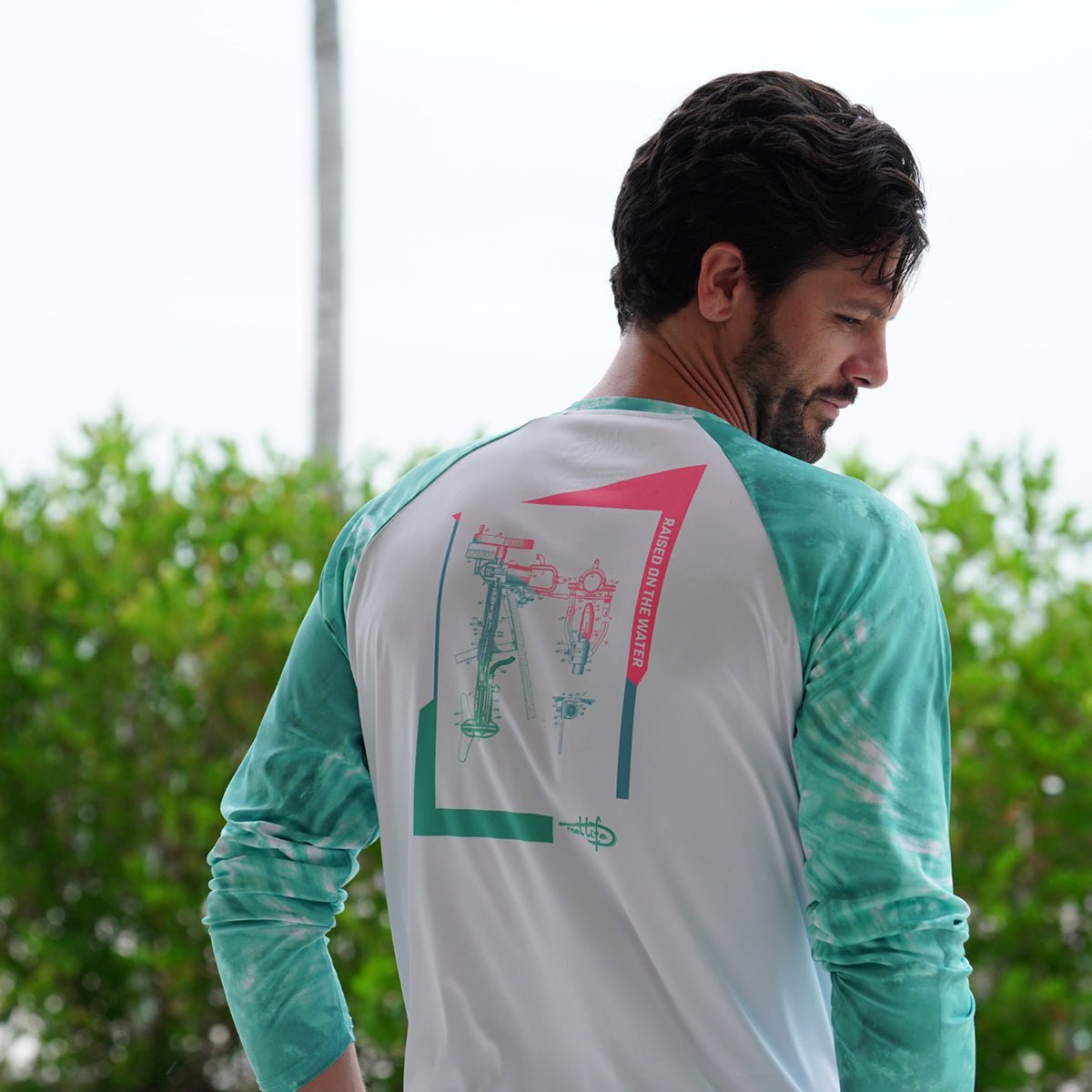 Reel Life Rumrunner Raglan Barrel Tie Dye UV Long Sleeve T-Shirt - Agate Green - Forza Sports