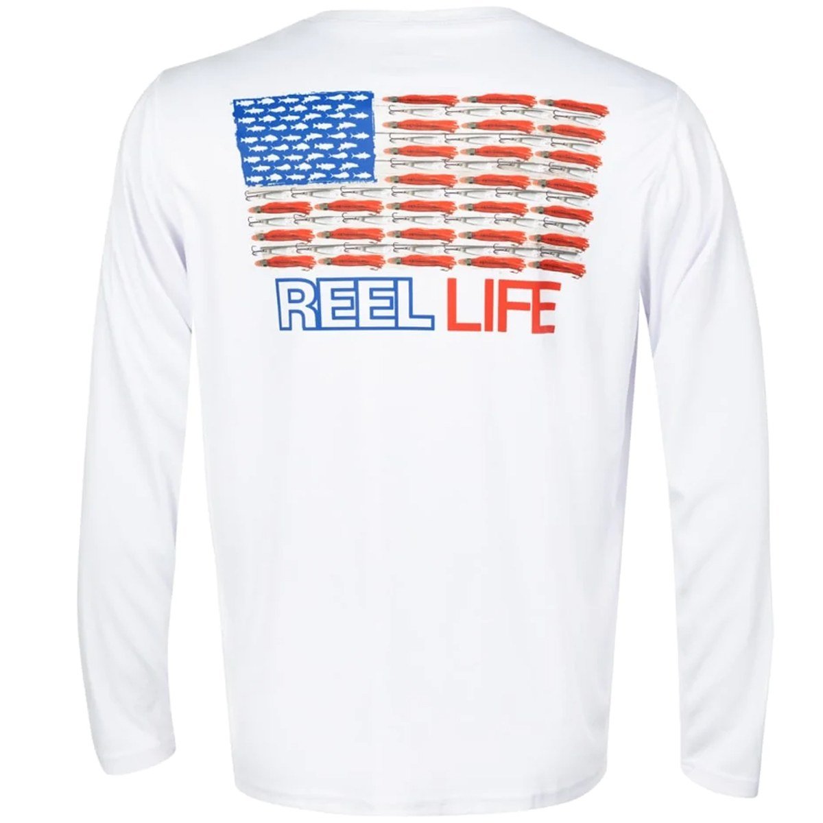 Reel Life Merica UV Long Sleeve Performance T-Shirt - White - Forza Sports