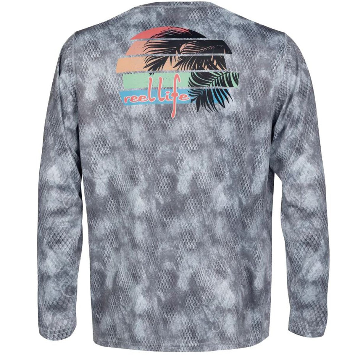 Reel Life Sliced Sunset Hook Grunge AOP UV Long Sleeve T-Shirt - Silver Filigree - Forza Sports