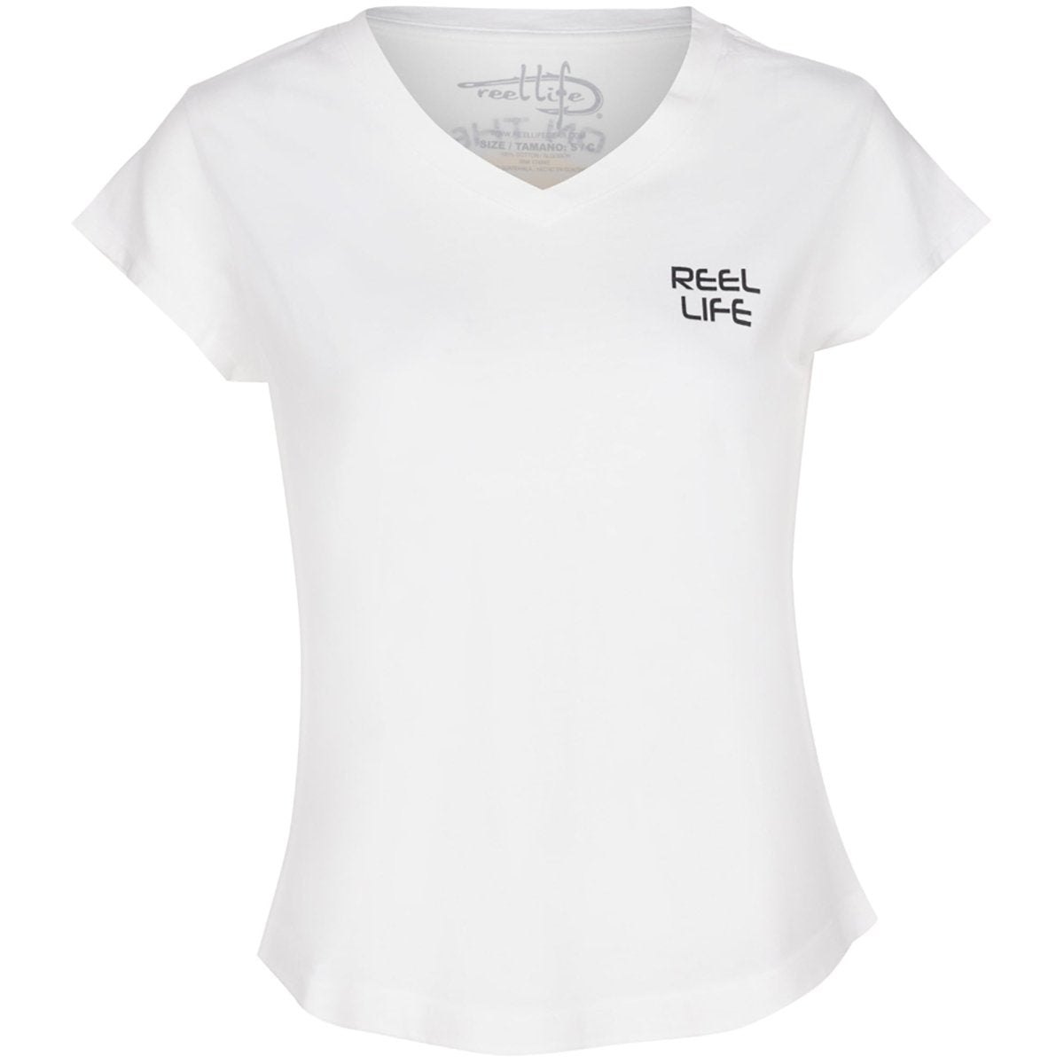 Reel Life Women's Ocean Washed Hibiscus Lines V - Neck T-Shirt - Dark Blue - Forza Sports