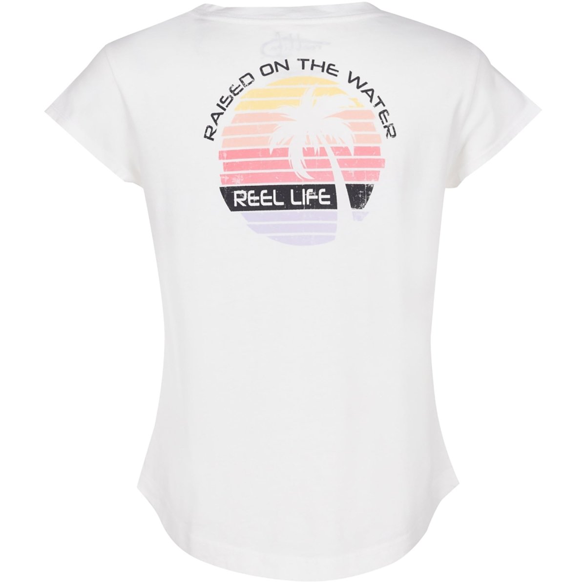 Reel Life Women's Ocean Washed Hibiscus Lines V - Neck T-Shirt - Dark Blue - Forza Sports
