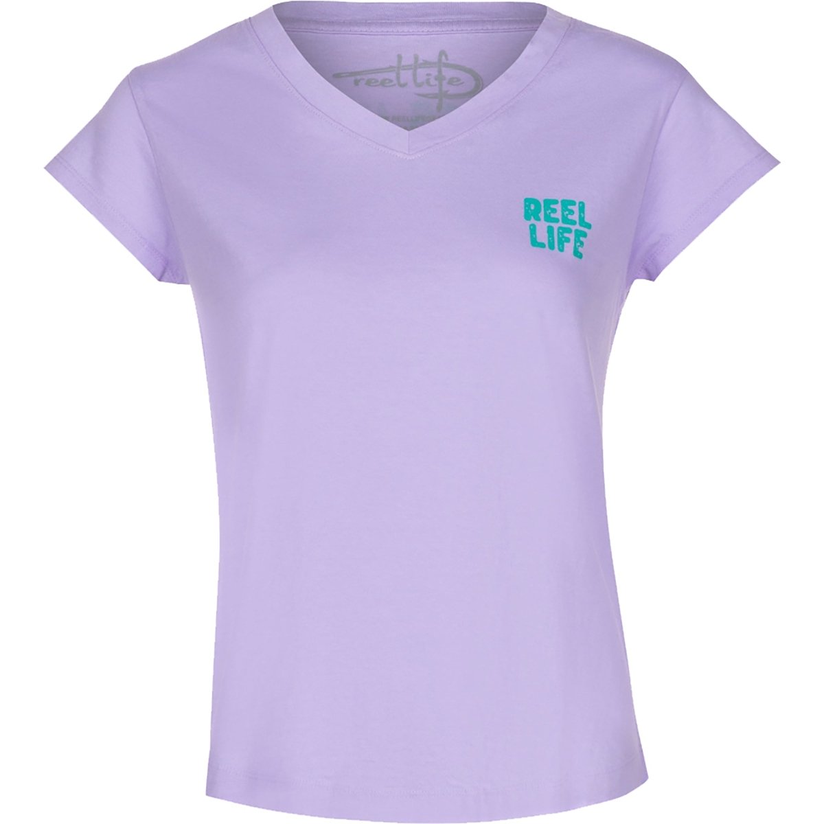 Reel Life Women's Ocean Washed Happiness Comes In Waves V - Neck T-Shirt - Lavender - Forza Sports